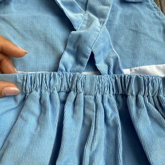 Toddler Corduroy Embroidered Farm Theme Overalls Light Blue Cotton Size 4T - Picture 6 of 12
